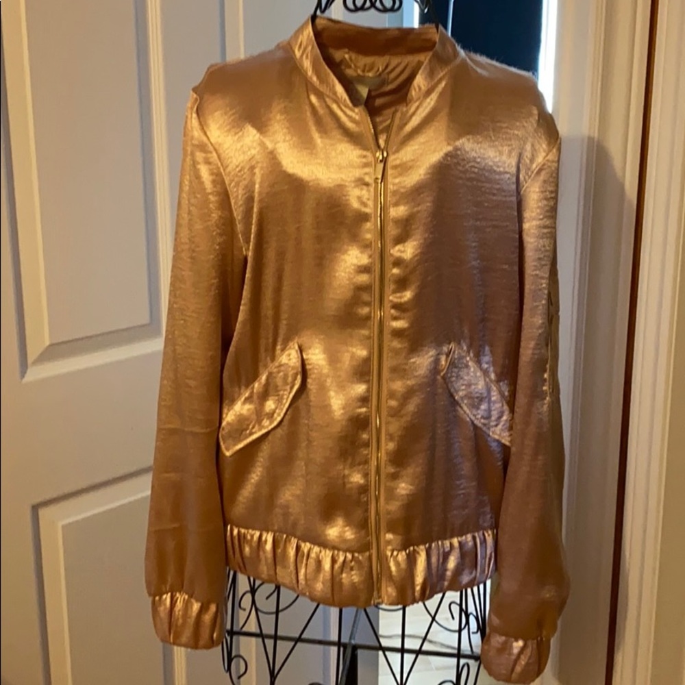 Pink Satin Bomber Jacket
